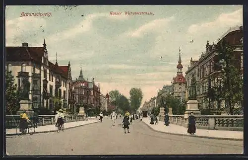 AK Braunschweig, Kaiser Wilhelmstrasse mit Passanten