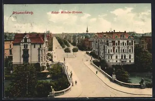 AK Braunschweig, Kaiser Wilhelm-Strasse mit Passanten