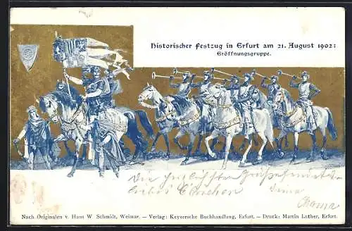 AK Erfurt, Historischer Festzug 1902, Eröffnungsgruppe