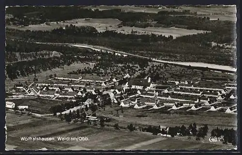 AK Wolfratshausen, Ortsansicht aus der Vogelschau, Fliegeraufnahme