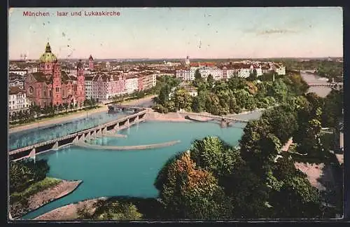 AK München, Isar und Lukaskirche