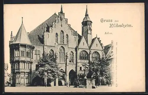 AK Hildesheim, Rathaus mit Brunnen