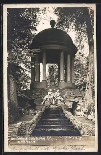 AK Schwetzingen, Schlossgarten mit Apollotempel