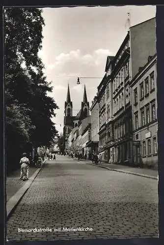 AK Hof /Saale, Bismarckstrasse mit Marienkirche