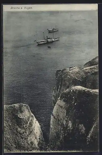 AK Arkona a. Rügen, Dampschiffe im Wasser