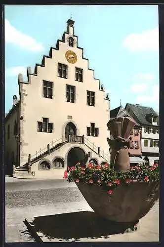 AK Karlstadt /Main, Rathaus mit Glauberbrunnen