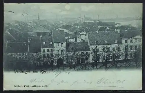 Mondschein-AK Uerdingen am Rhein, Teilansicht