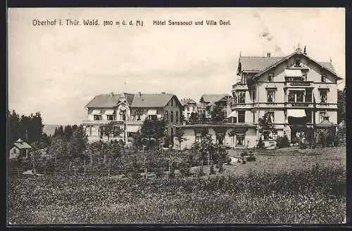 AK Oberhof i. Thür. Wald, Hôtel Sanssouci und Villa Dorf