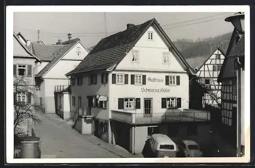 Foto-AK Forbach, Strassenpartie mit Gasthaus Schwarzer Adler