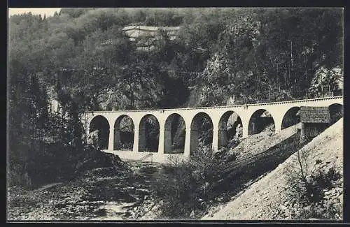 AK Forbach /Murgtal, Eisenbahnbrücke zwischen Weisenbach und Forbach, Tennetschlucht