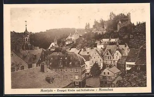 AK Monschau, Evangel. Kirche und Schlossruine