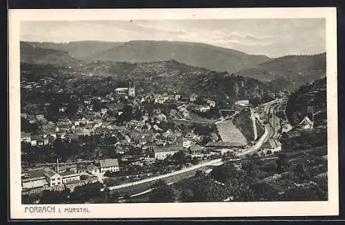 AK Forbach i. Murgtal, Flusspartie mit Blick auf die Stadt