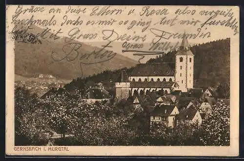 AK Gernsbach i. Murgtal, Blick auf die Kath. Kirche