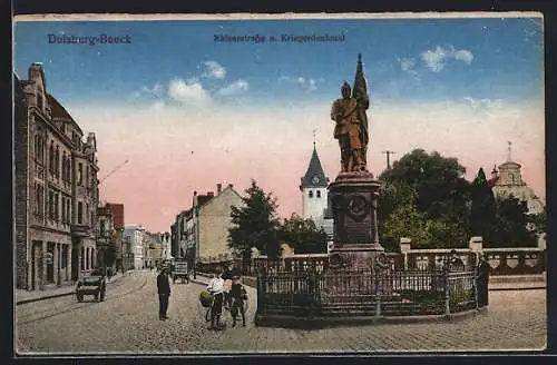 AK Duisburg-Beeck, Kaiserstrasse und Kriegerdenkmal