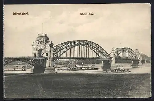 AK Düsseldorf, Dampfer unter der Rheinbrücke