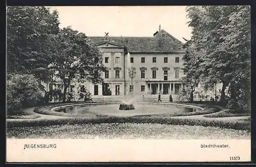 AK Regensburg, Stadttheater und Fontäne