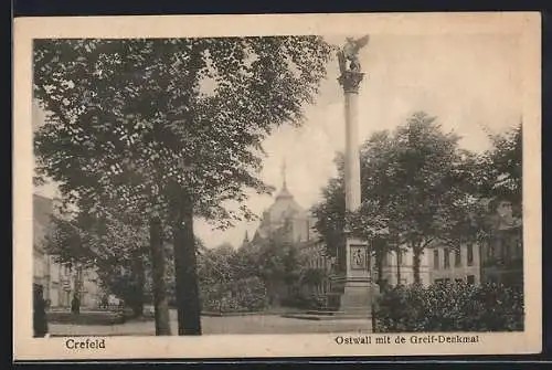 AK Crefeld, Ostwall mit de Greif-Denkmal