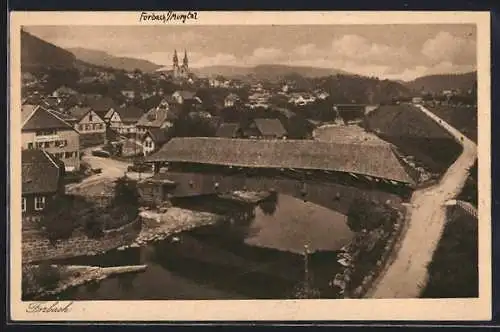 AK Forbach, Ortstotale von der Brücke aus