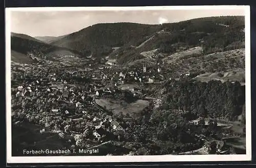 AK Forbach-Gausbach i. Murgtal, Teilansicht mit Kirche