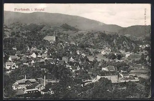 AK Forbach i. Murgtal, Teilansicht mit Kirche