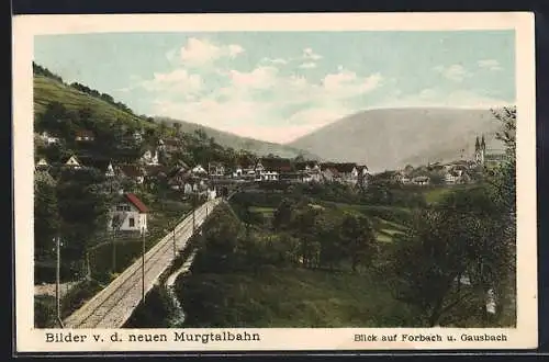 AK Forbach, Neue Murgtalbahn, Teilansicht mit Gausbach