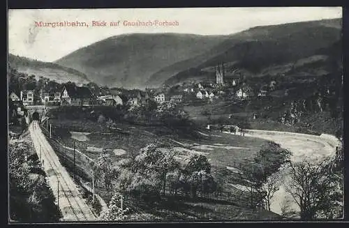 AK Gausbach-Forbach, Murgtalbahn, Teilansicht mit Tunnel