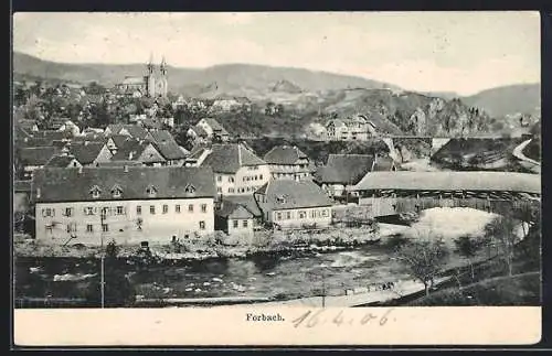 AK Forbach, Teilansicht mit Kirche