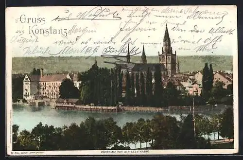 AK Konstanz, von der Seestrasse aus gesehen