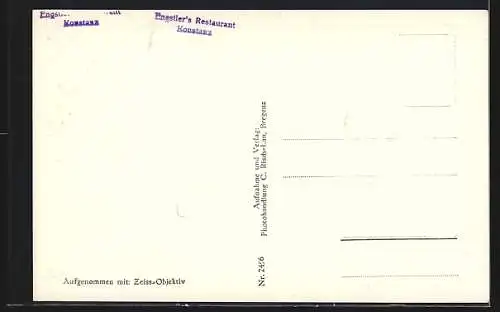 AK Konstanz a. B., Ortsansicht mit Rheinausfluss und Insel Reichenau