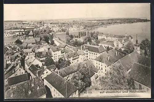 AK Konstanz, Aussicht vom Münster auf Inselhotel und Neuhausen