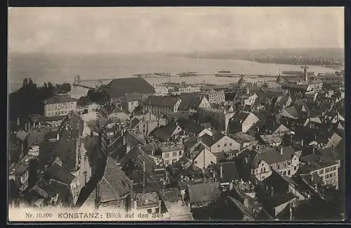 AK Konstanz, Blick auf den See mit Strassenpartie