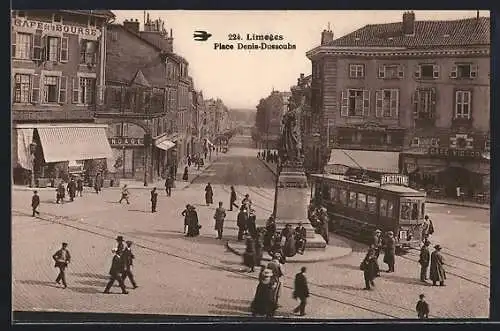 AK Limoges, Place Denis-Dussoubs, Strassenbahn