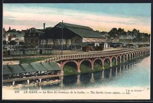 AK Le Mans, La Gare des tramways de la Sarthe, Strassenbahn