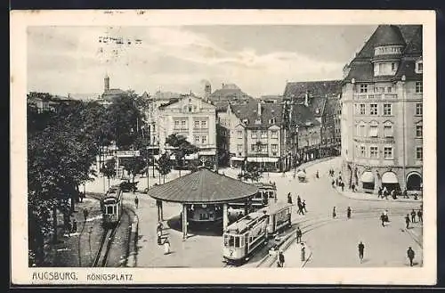 AK Augsburg, Königsplatz mit Strassenbahn