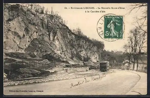 AK Limoges, La Nouvelle Route d`Aixe à la Carrière d`Isle, Strassenbahn