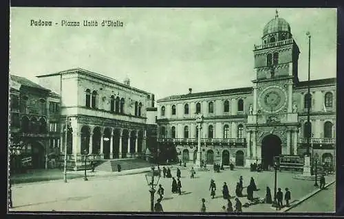 AK Padova, Piazza Unità d`Italia, Strassenbahn