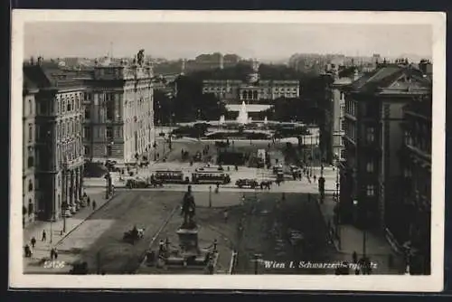 AK Wien, Schwarzenbergplatz mit Strassenbahn