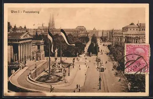 AK Wien, Franzensring mit Strassenbahn