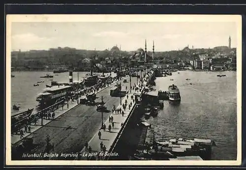 AK Istanbul, Strassenbahn auf der Galatabrücke