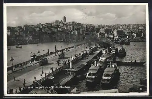 AK Istanbul, Le Pont du cote de Stamboul, Strassenbahn