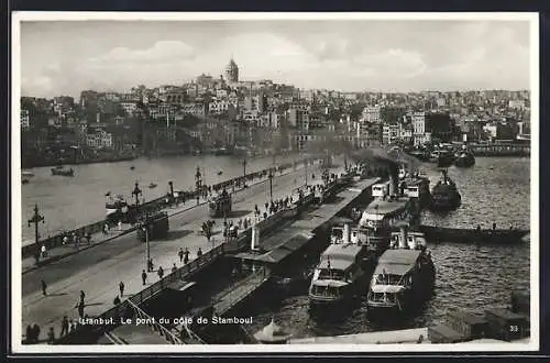 AK Istanbul, Le Pont du cote de Stamboul, Strassenbahn