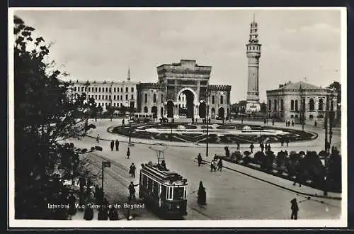 AK Istanbul, Vue Générale de Bayazid, Strassenbahn