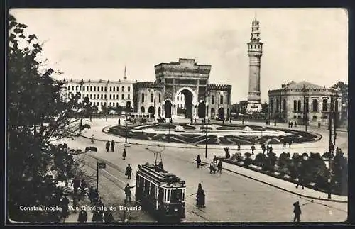 AK Istanbul, Vue Generale de Bayazid, Strassenbahn