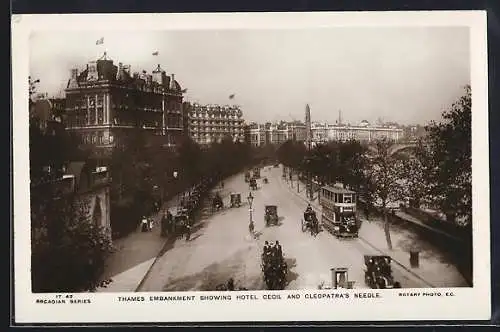 AK London, Thames Embankment, Strassenbahn