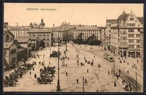 AK München, Bahnhofsplatz, Strassenbahn