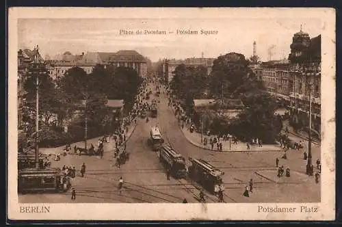 AK Berlin, Potsdamerplatz mit Strassenbahn