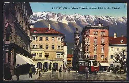 AK Innsbruck, Maria Theresienstrasse mit Strassenbahn