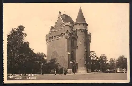 AK Bruxelles, Porte de Hal, Strassenbahn