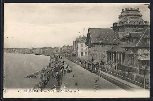 AK Saint-Malo, Le Casino et le Sillon, Strassenbahn