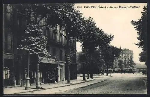 AK Pantin /Seine, Avenue Edouard-Vaillant, Strassenbahn